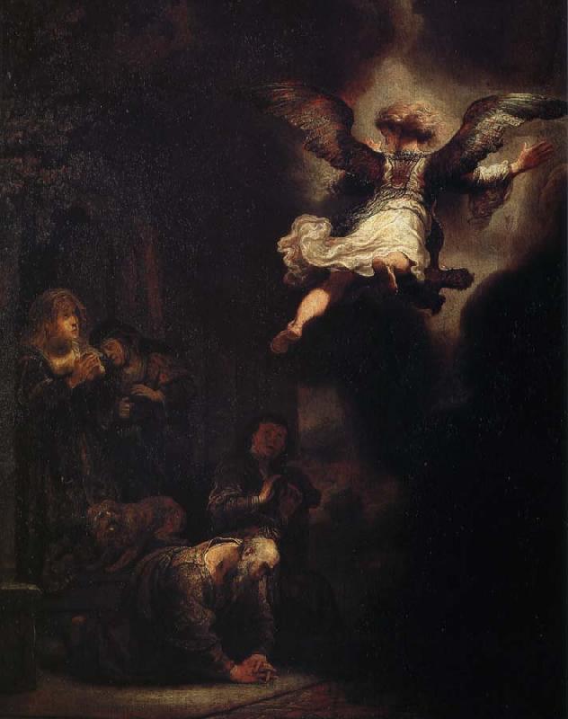 Rembrandt van rijn arkeangeln rafael lamnar tobias familj Sweden oil painting art